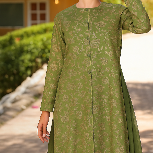 Elegant 3-Piece Lawn Karandi Suit with Chiffon Dupatta
