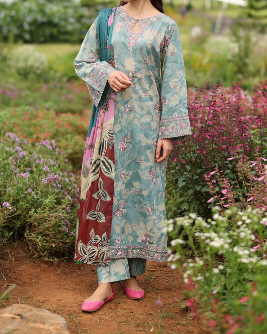 Baroque EMBROIDERED PRINTED LAWN – UF-4239
